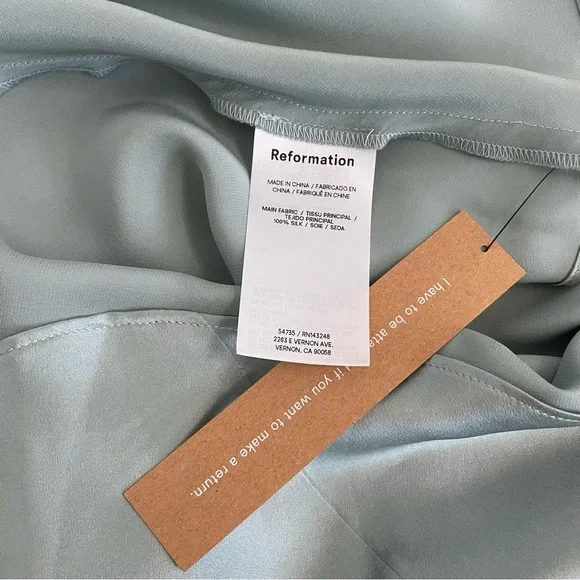 Reformation Anaiis Silk Dress in Aquamarine - Picture 11 of 11